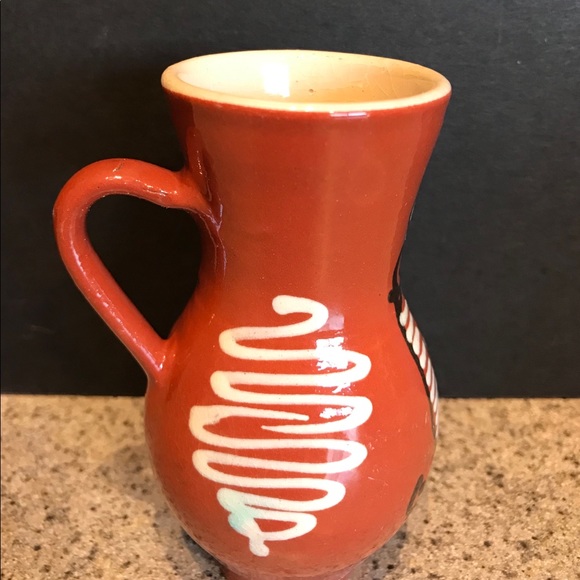 Vintage Hungarian Pottery Pitcher | Redware Vintage Jug with Quail Pattern. - Picture 3 of 8